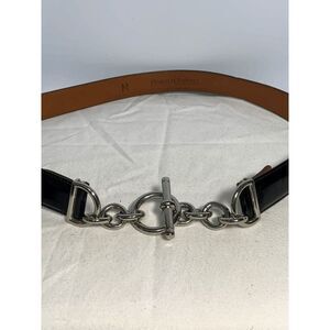 Harold Powell Black Silver Leather Belt
